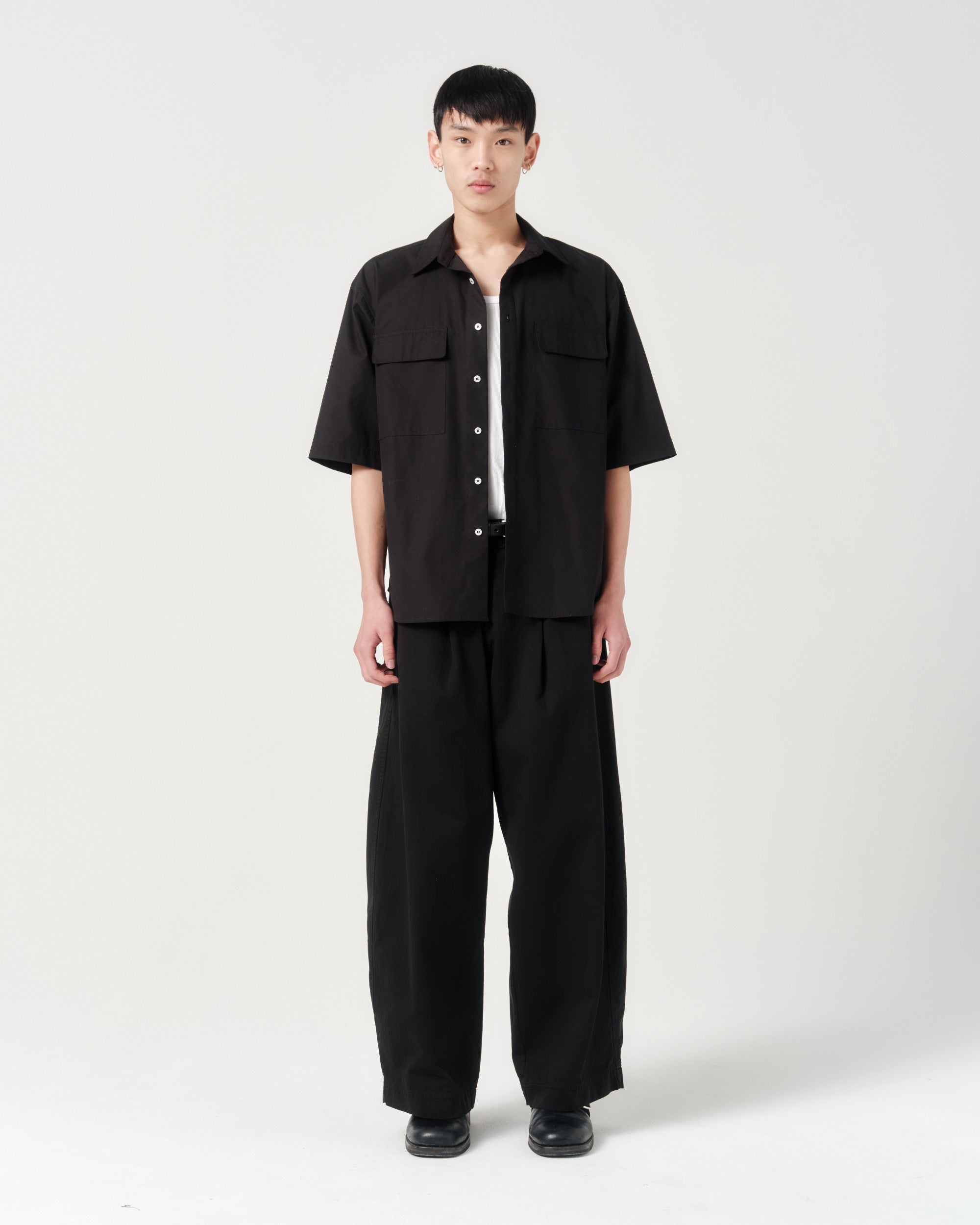 Utility Shirt - Black Japanese Cotton | ASHA JASPER.