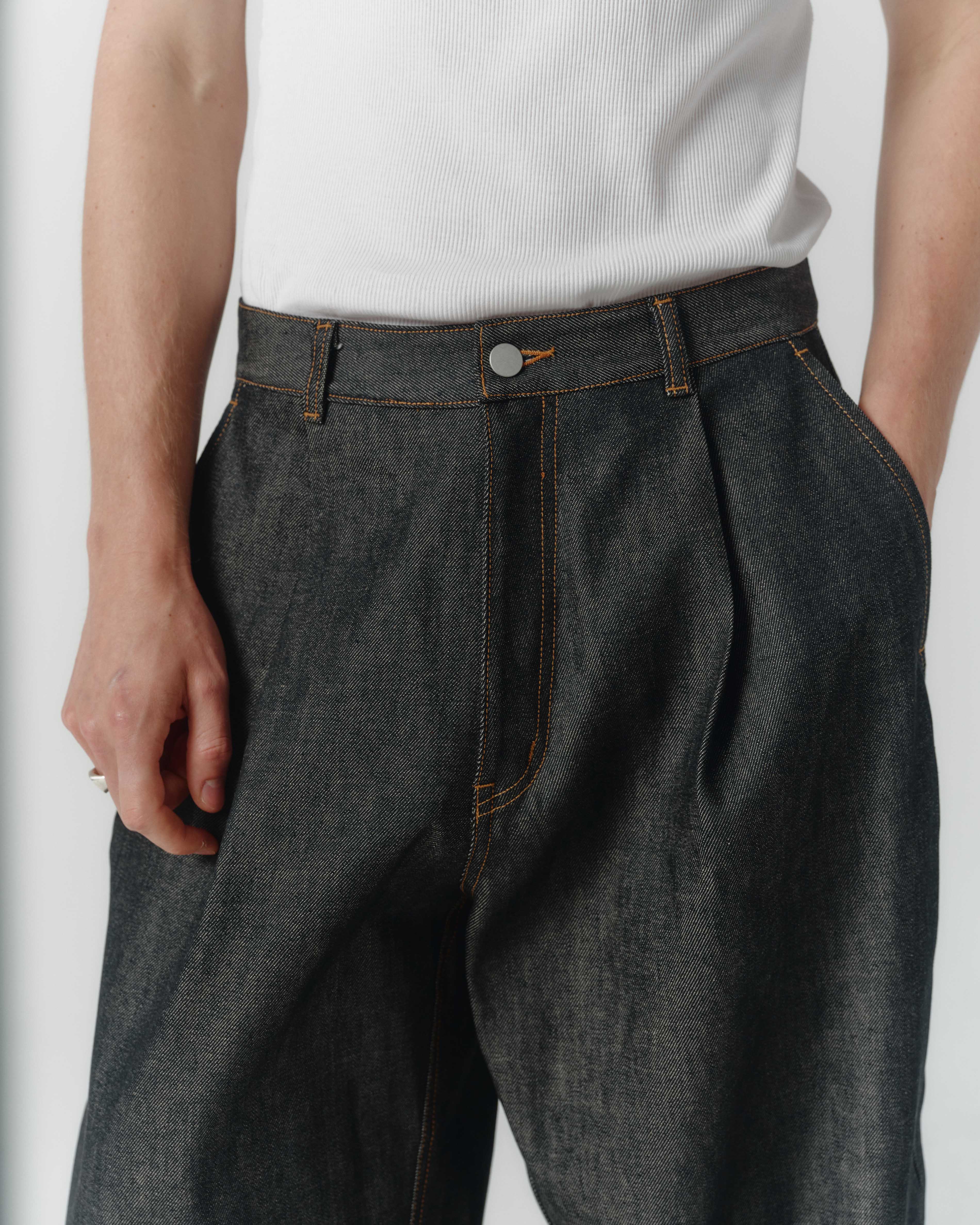 Volume Italian Denim Trouser - Ash