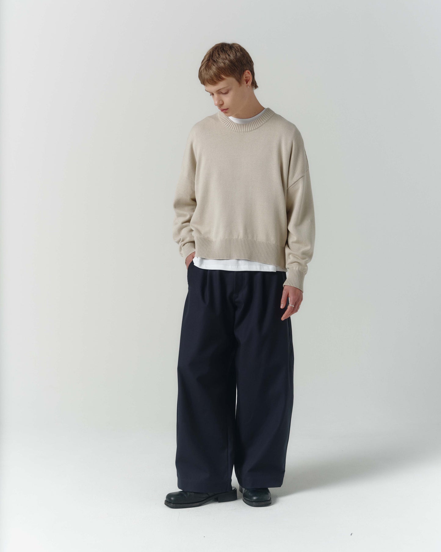Cropped Organic Knit - Pumice