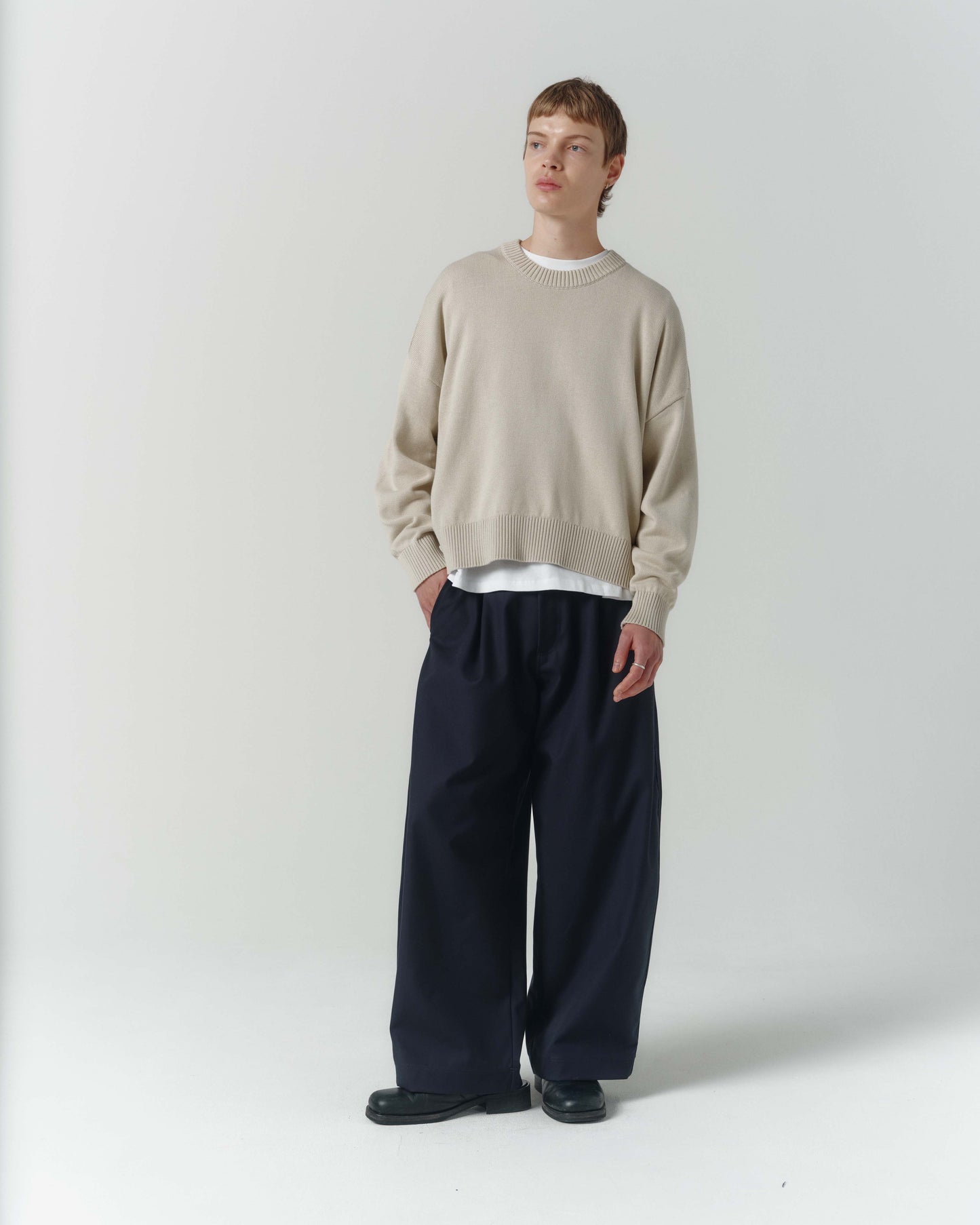 Cropped Organic Knit - Pumice