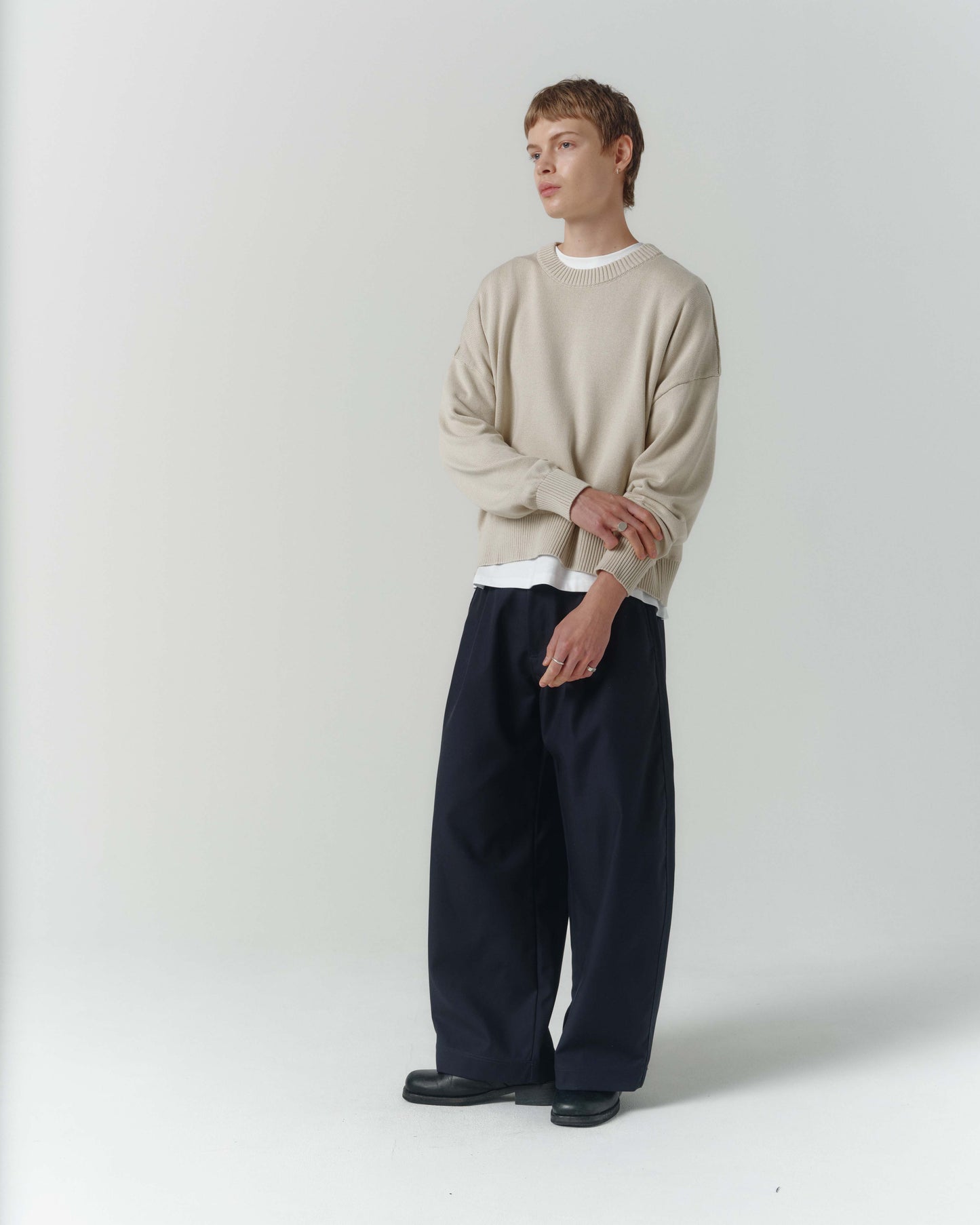 Cropped Organic Knit - Pumice