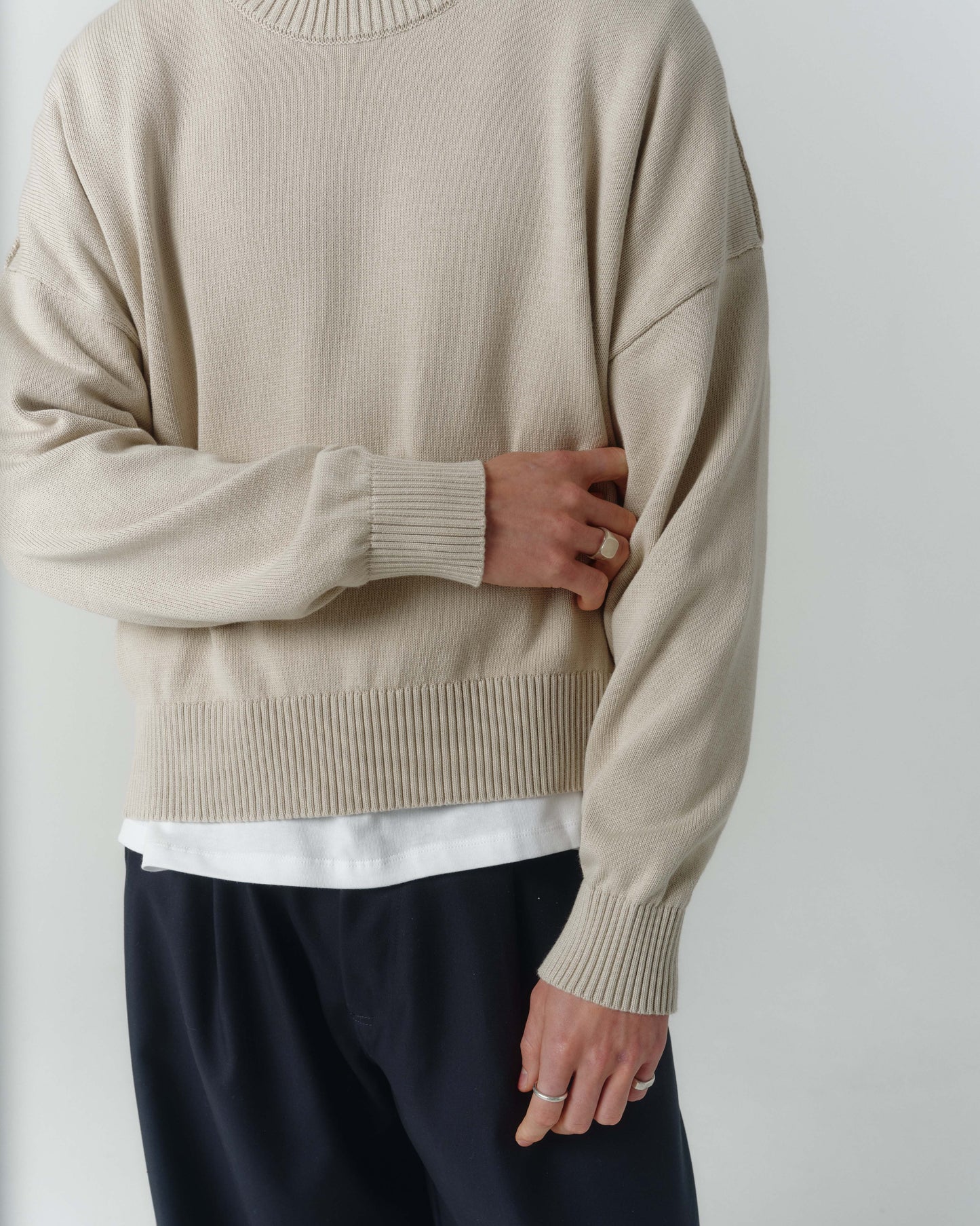 Cropped Organic Knit - Pumice