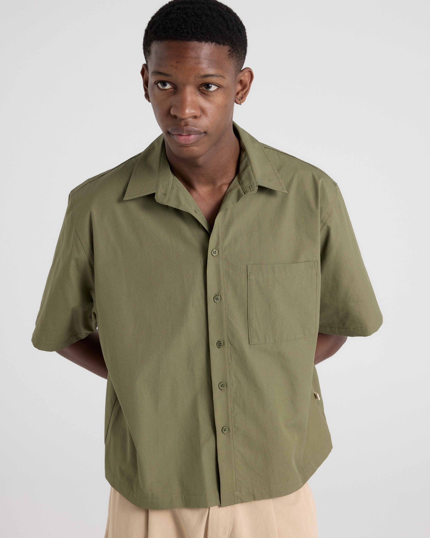Box Poplin Shirt - Olive