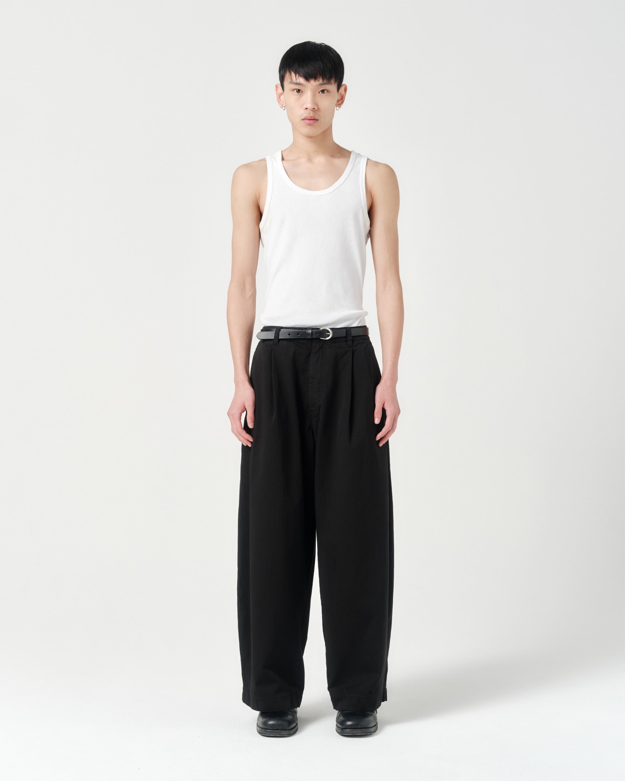 Volume Trouser - Black Herringbone