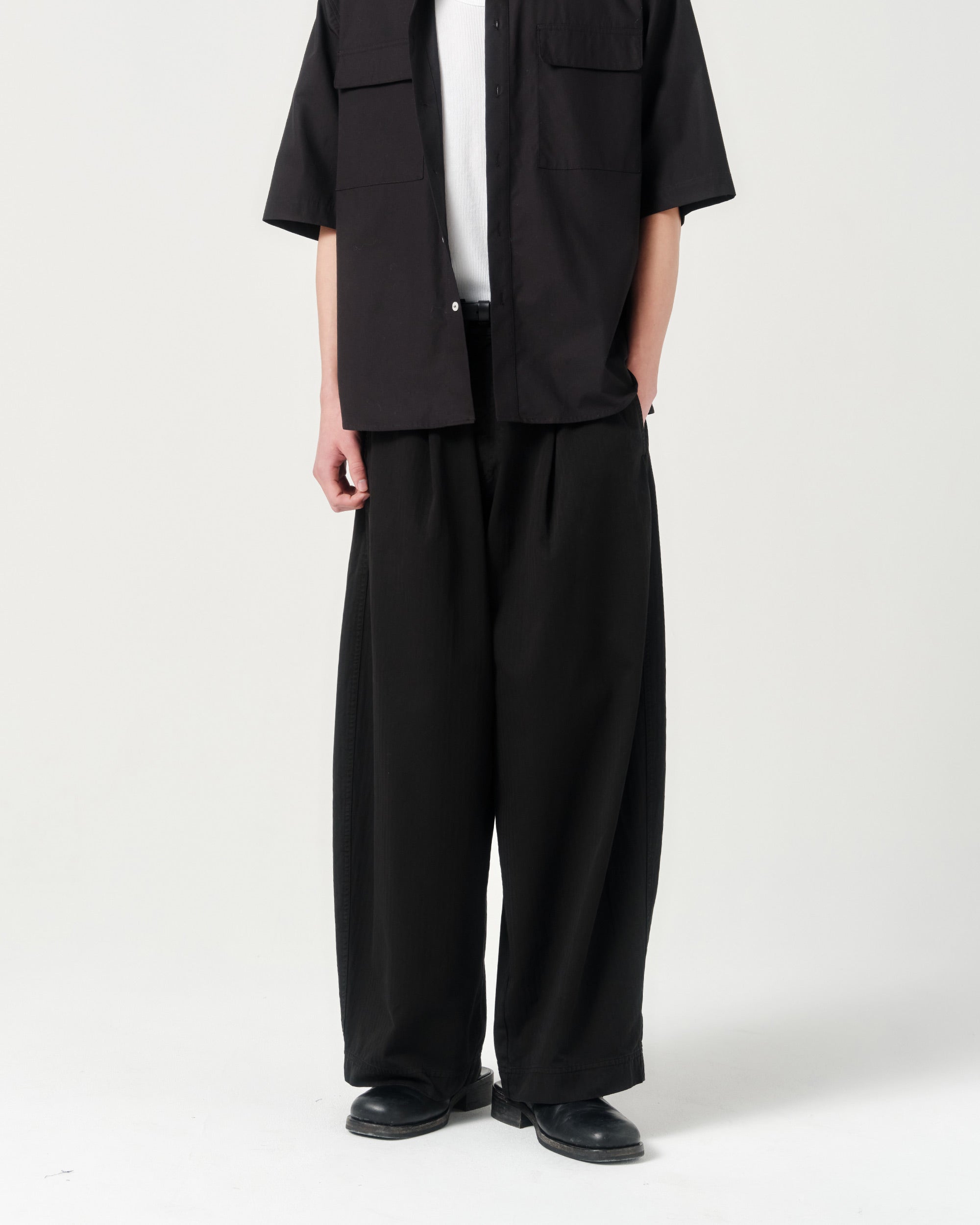 Volume Trouser - Black Herringbone