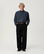 Boardroom Trouser - Black Cotton Wool Twill