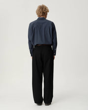 Boardroom Trouser - Black Cotton Wool Twill