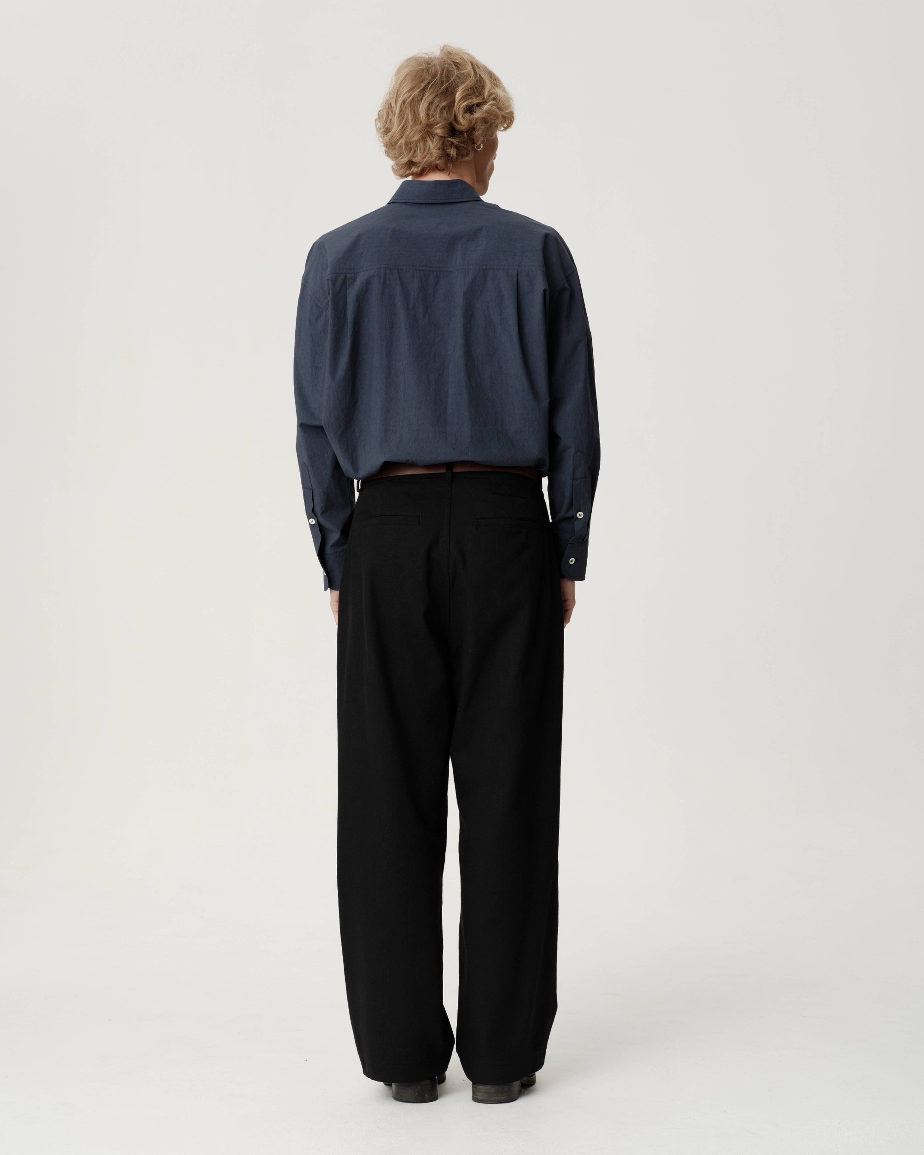 Boardroom Trouser - Black Cotton Wool Twill