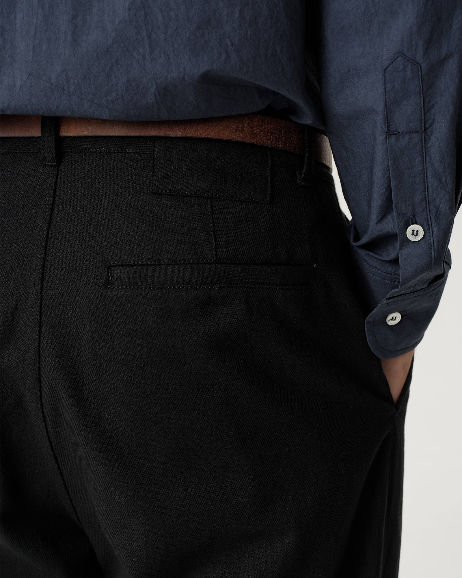Boardroom Trouser - Black Cotton Wool Twill