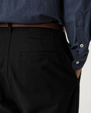 Boardroom Trouser - Black Cotton Wool Twill