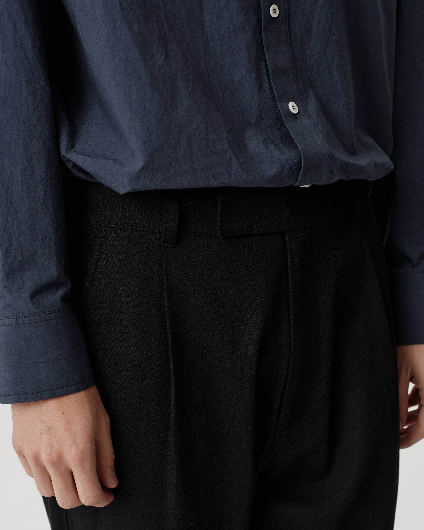Boardroom Trouser - Black Cotton Wool Twill