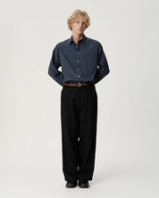Boardroom Trouser - Black Cotton Wool Twill