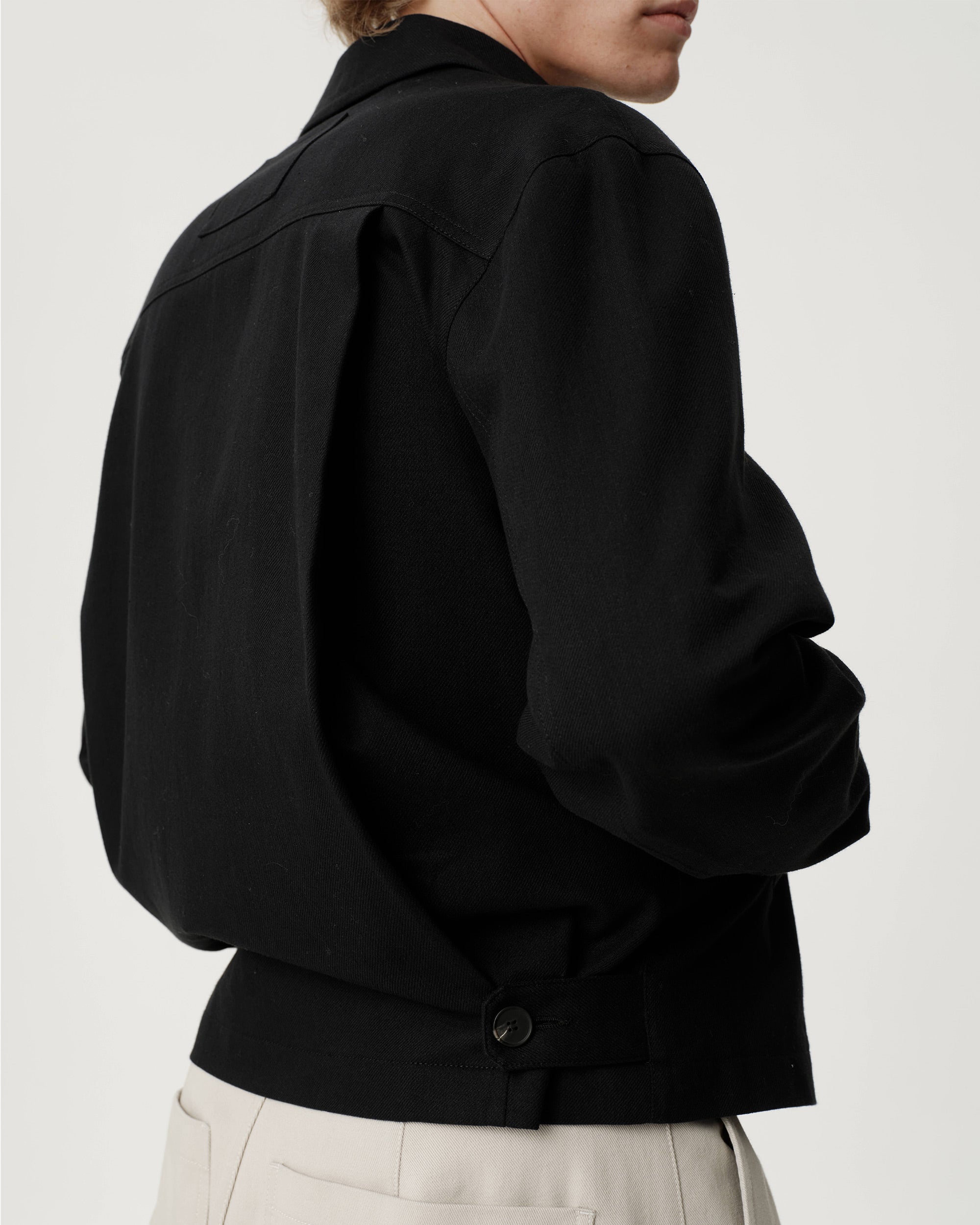 Cary Jacket - Black Cotton Wool Twill