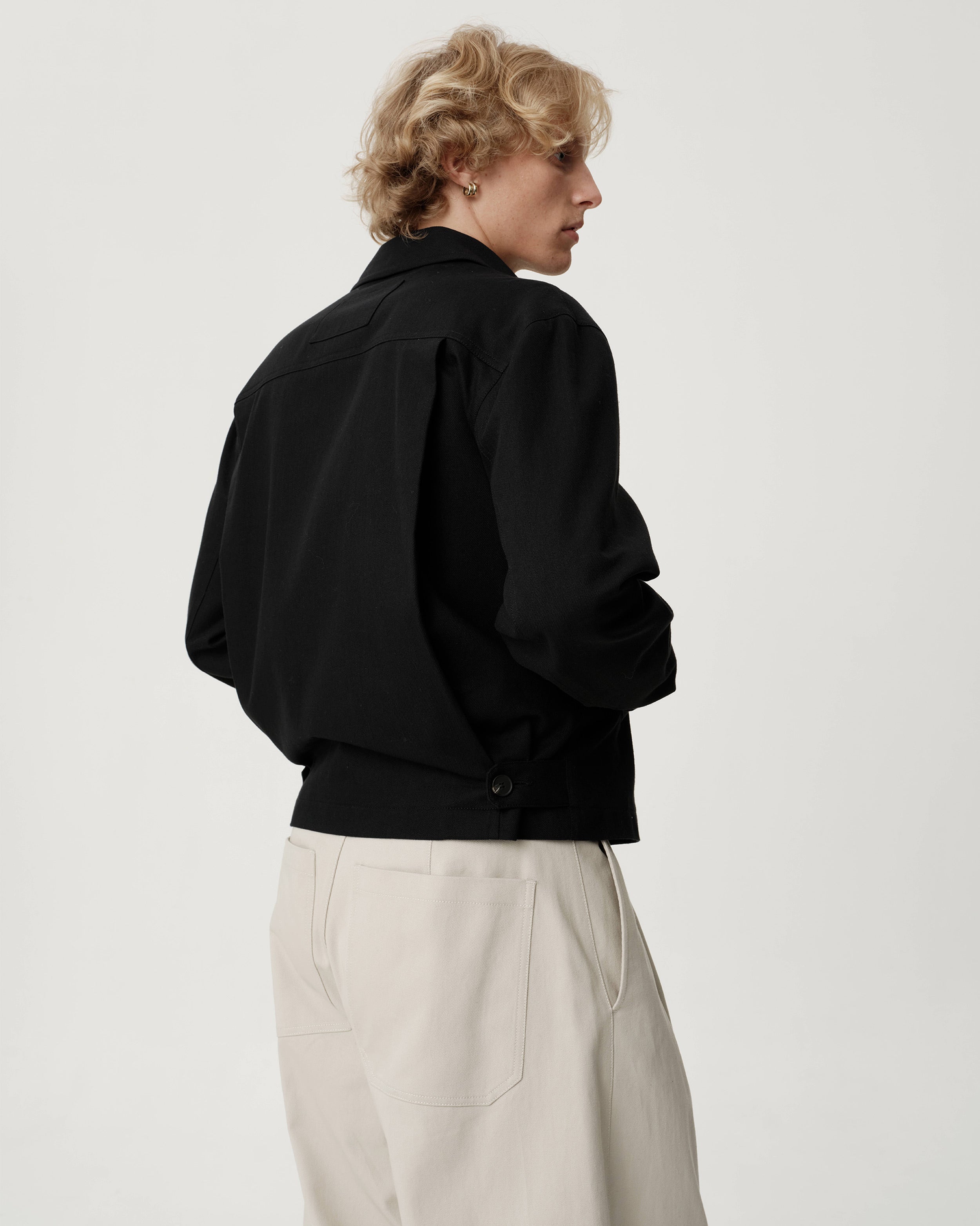 Cary Jacket - Black Cotton Wool Twill