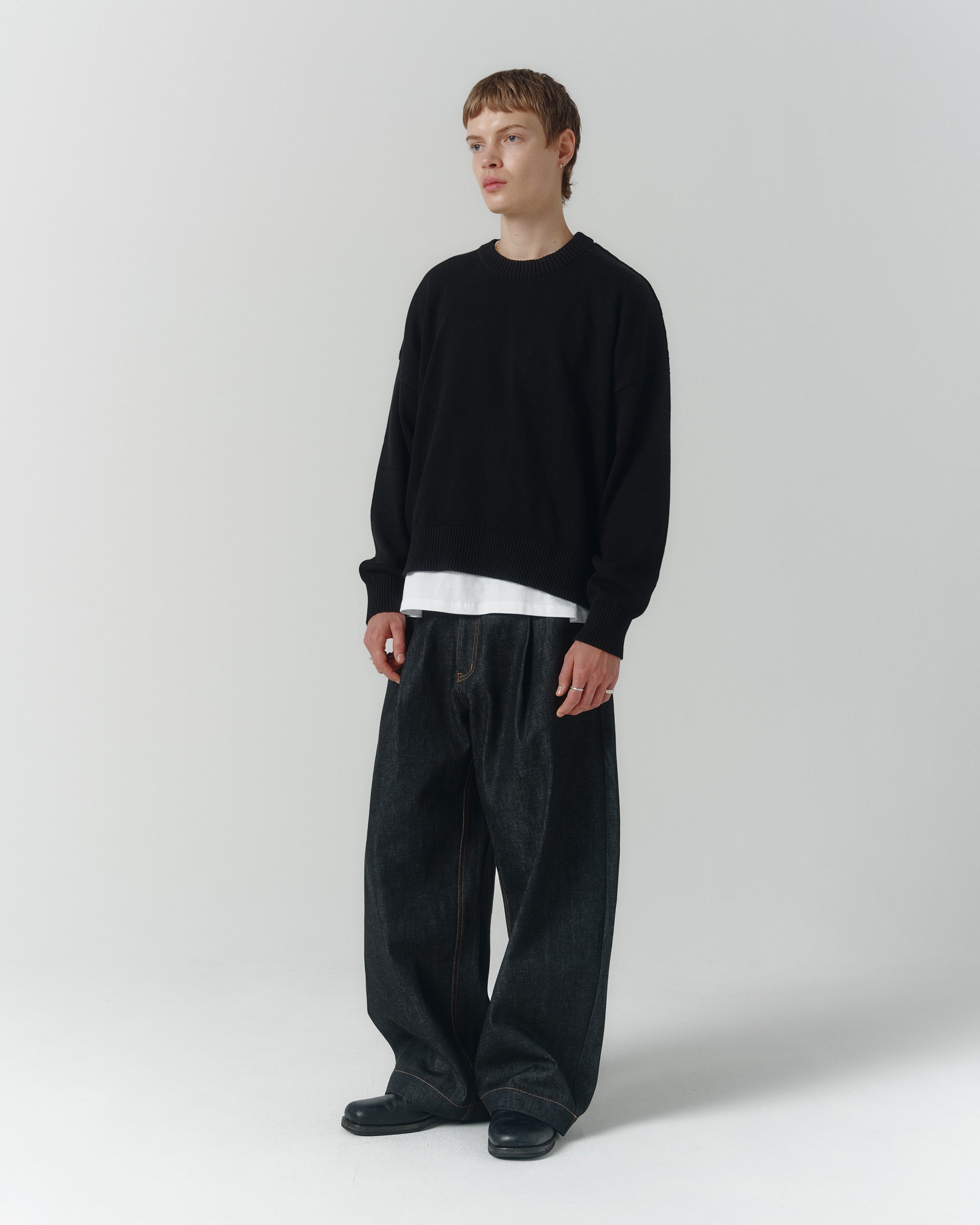 Cropped Organic Knit - Black