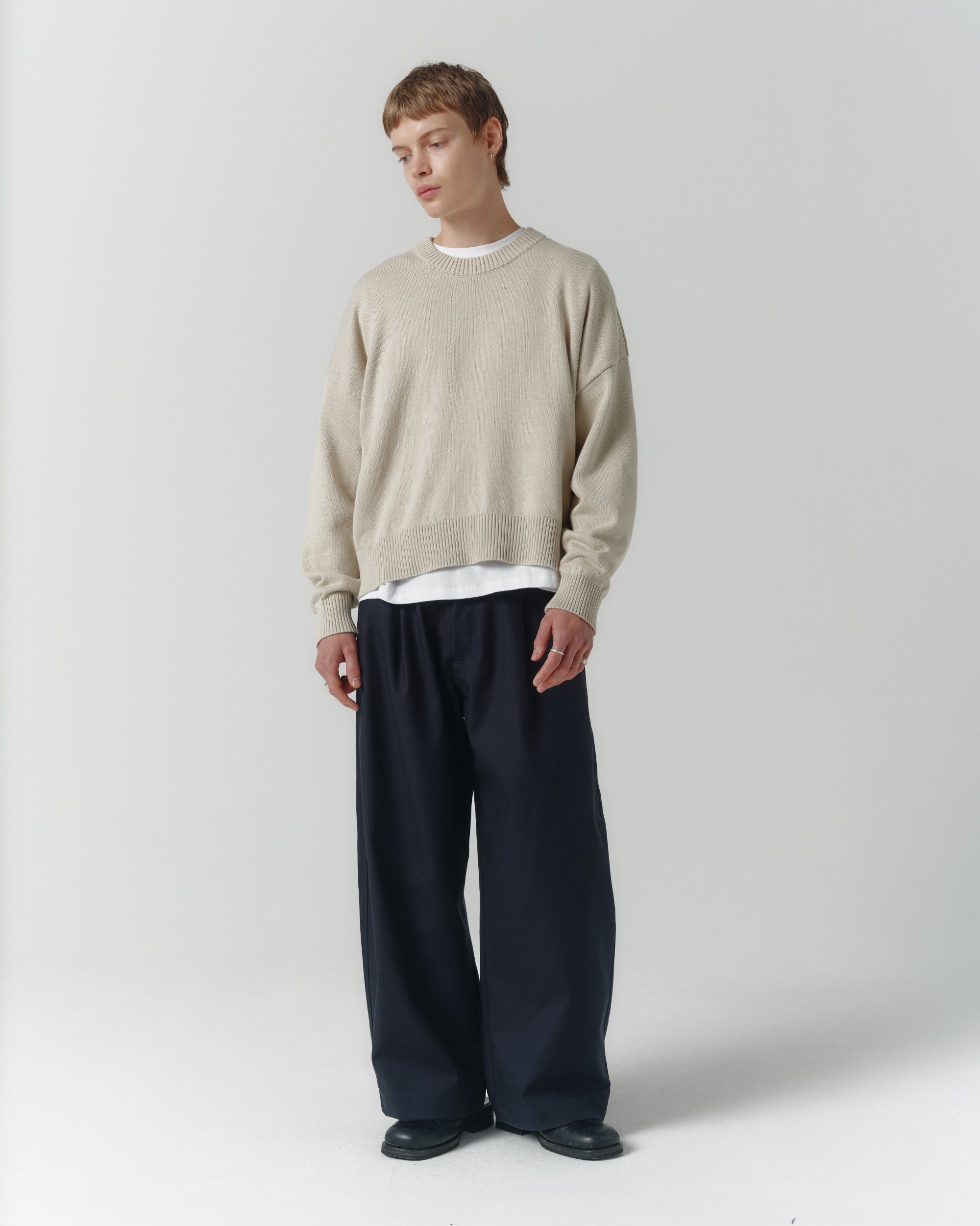 Cropped Organic Knit - Pumice