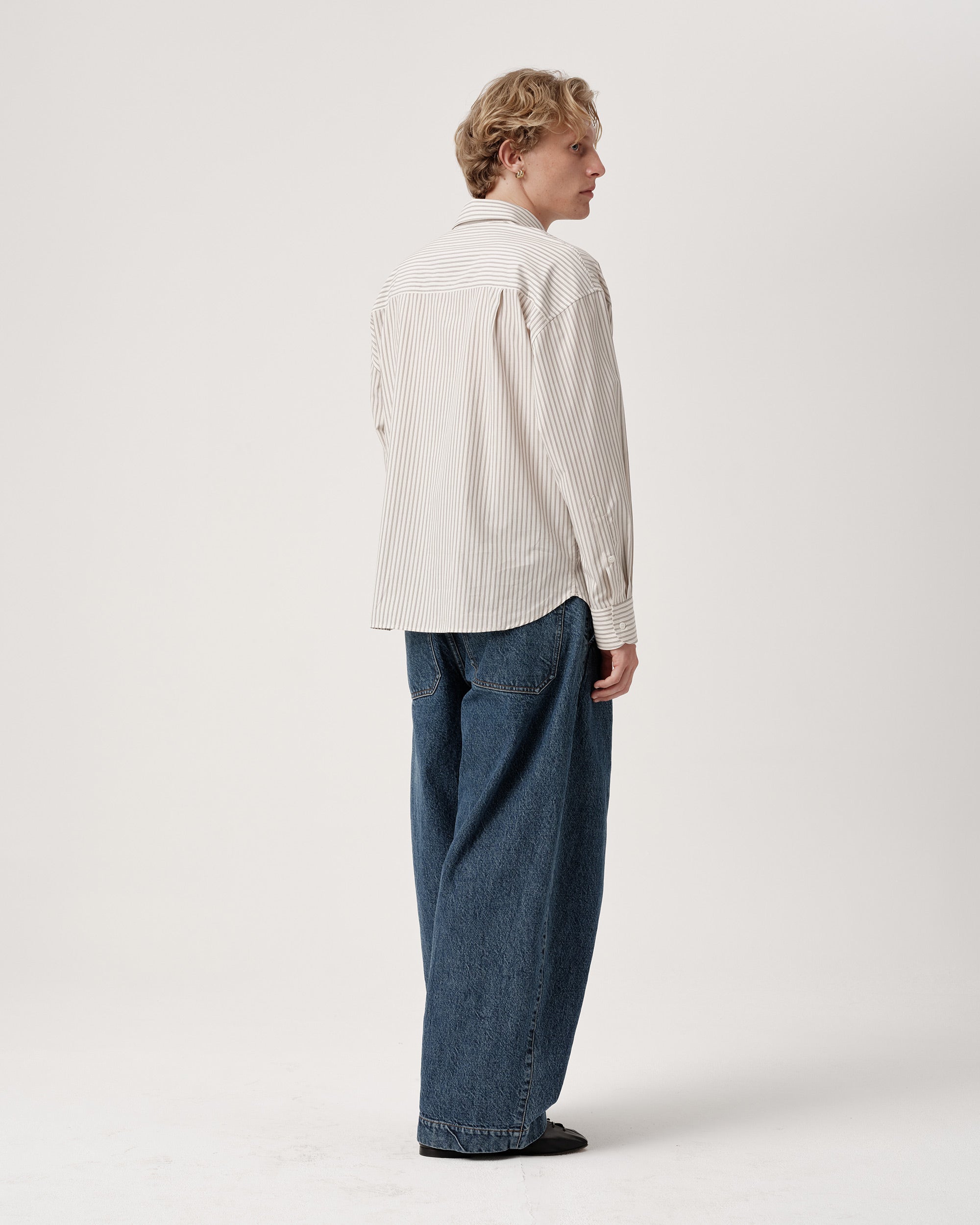 Executive Shirt - Beige Lawn Stripe