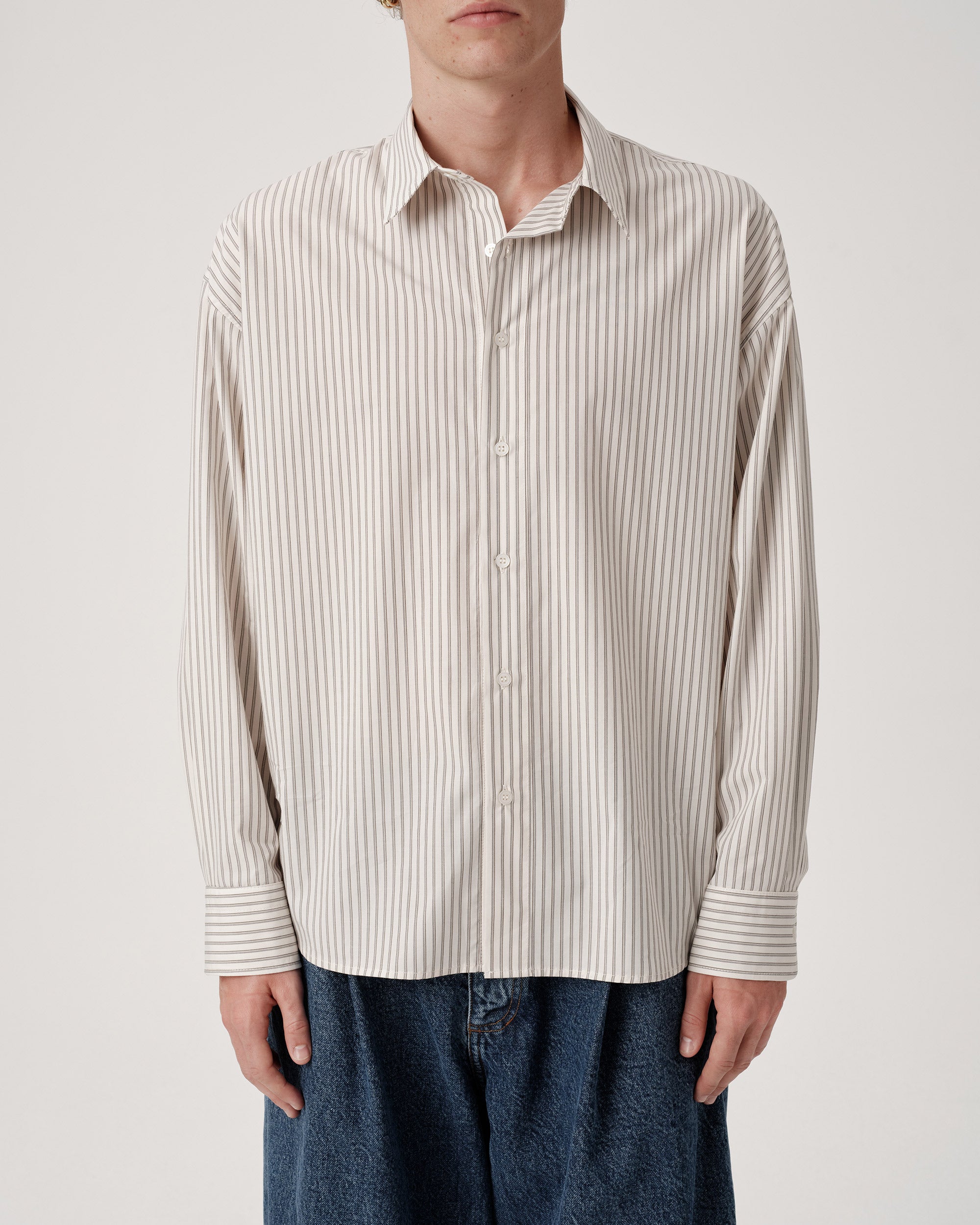 Executive Shirt - Beige Lawn Stripe