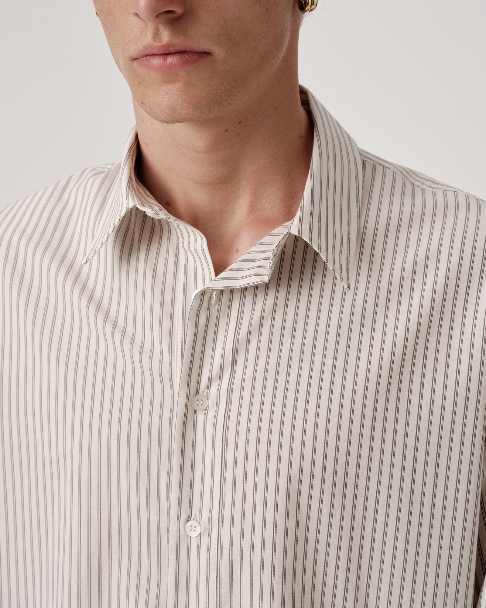 Executive Shirt - Beige Lawn Stripe
