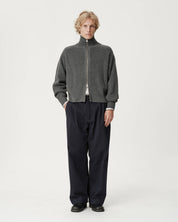 Funnel-Neck Merino Cardigan - Coal