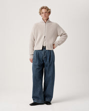 Funnel-Neck Merino Cardigan - Pumice