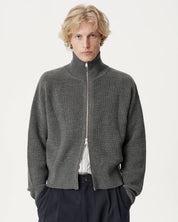 Funnel-Neck Merino Cardigan - Coal