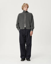 Funnel-Neck Merino Cardigan - Coal