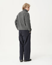 Funnel-Neck Merino Cardigan - Coal
