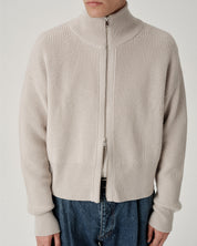 Funnel-Neck Merino Cardigan - Coal