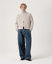 Funnel-Neck Merino Cardigan - Coal