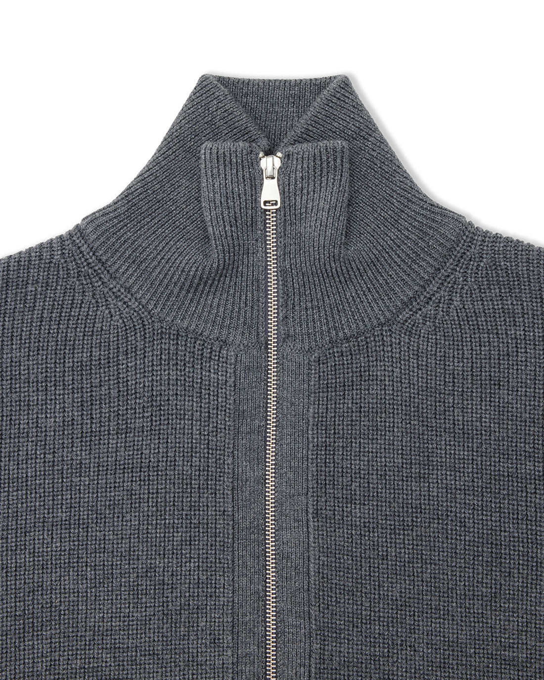 Funnel-Neck Merino Cardigan - Coal