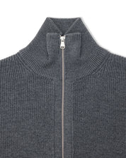 Funnel-Neck Merino Cardigan - Coal