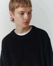 Half-Cardigan Organic Knit - Black