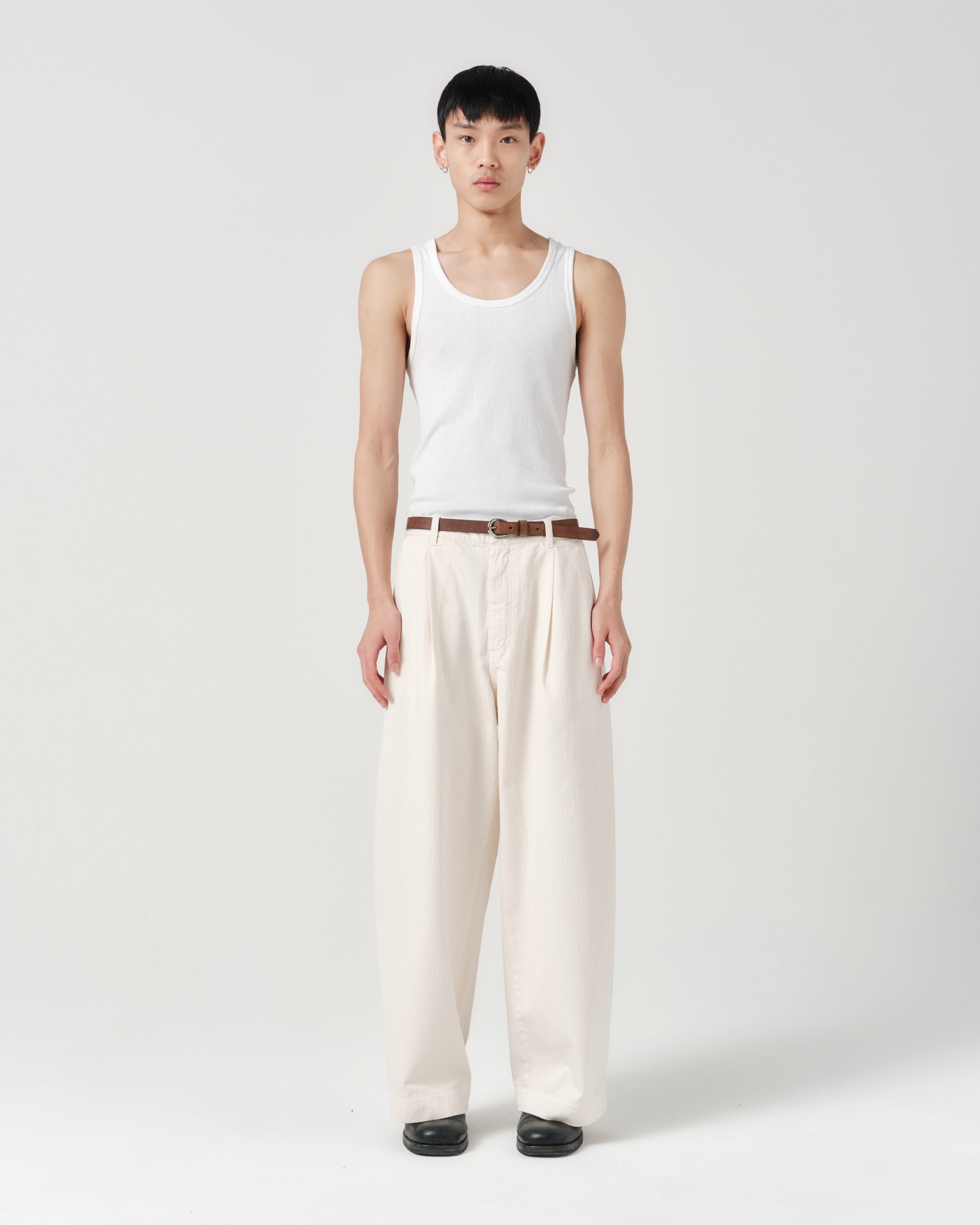 Volume Trouser - Natural Herringbone