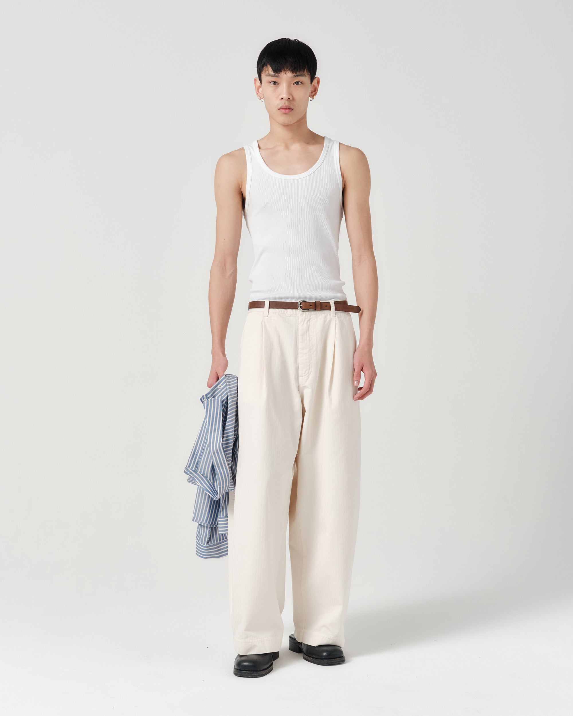 Volume Trouser - Natural Herringbone