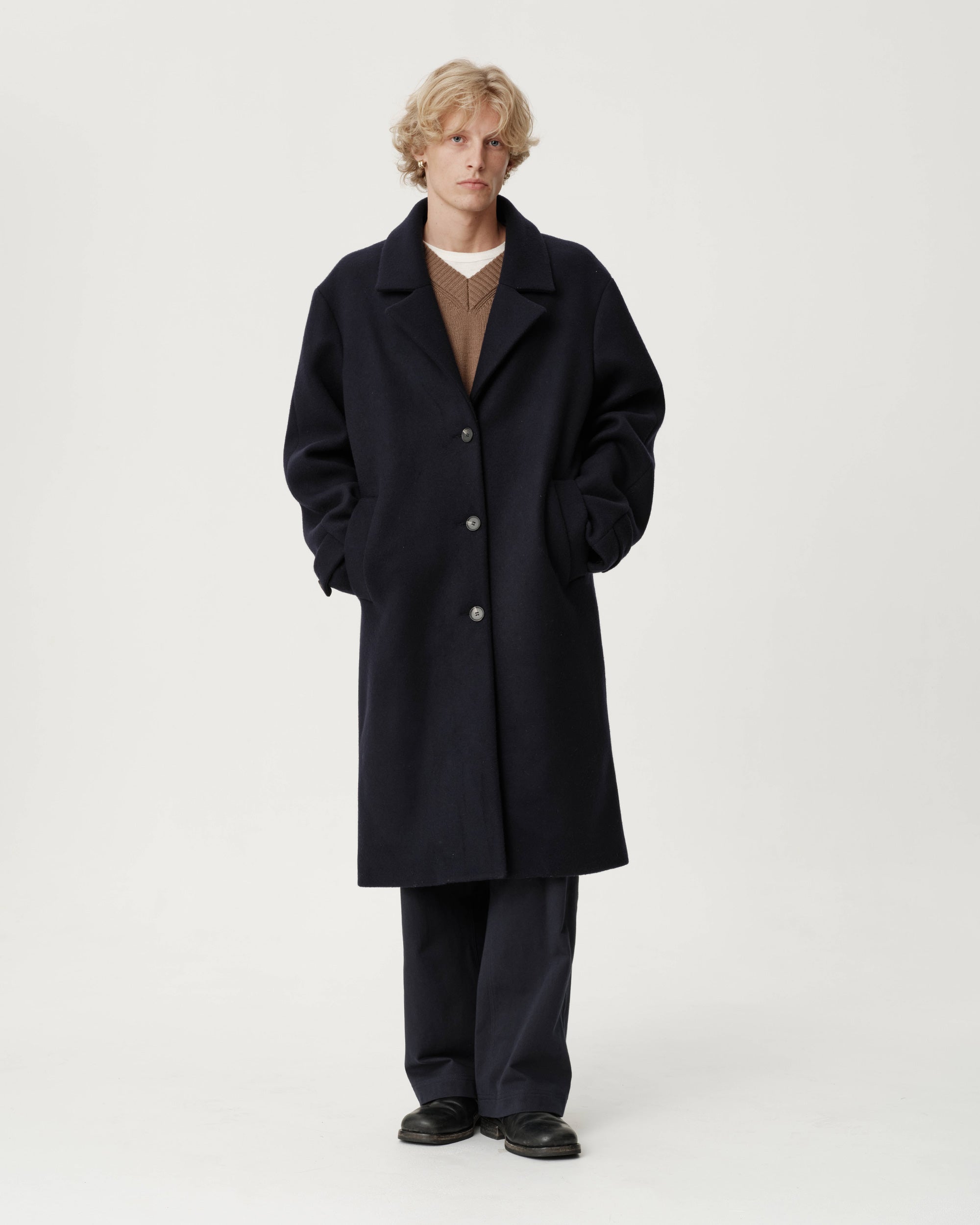 Grant Coat - Navy Wool Melton