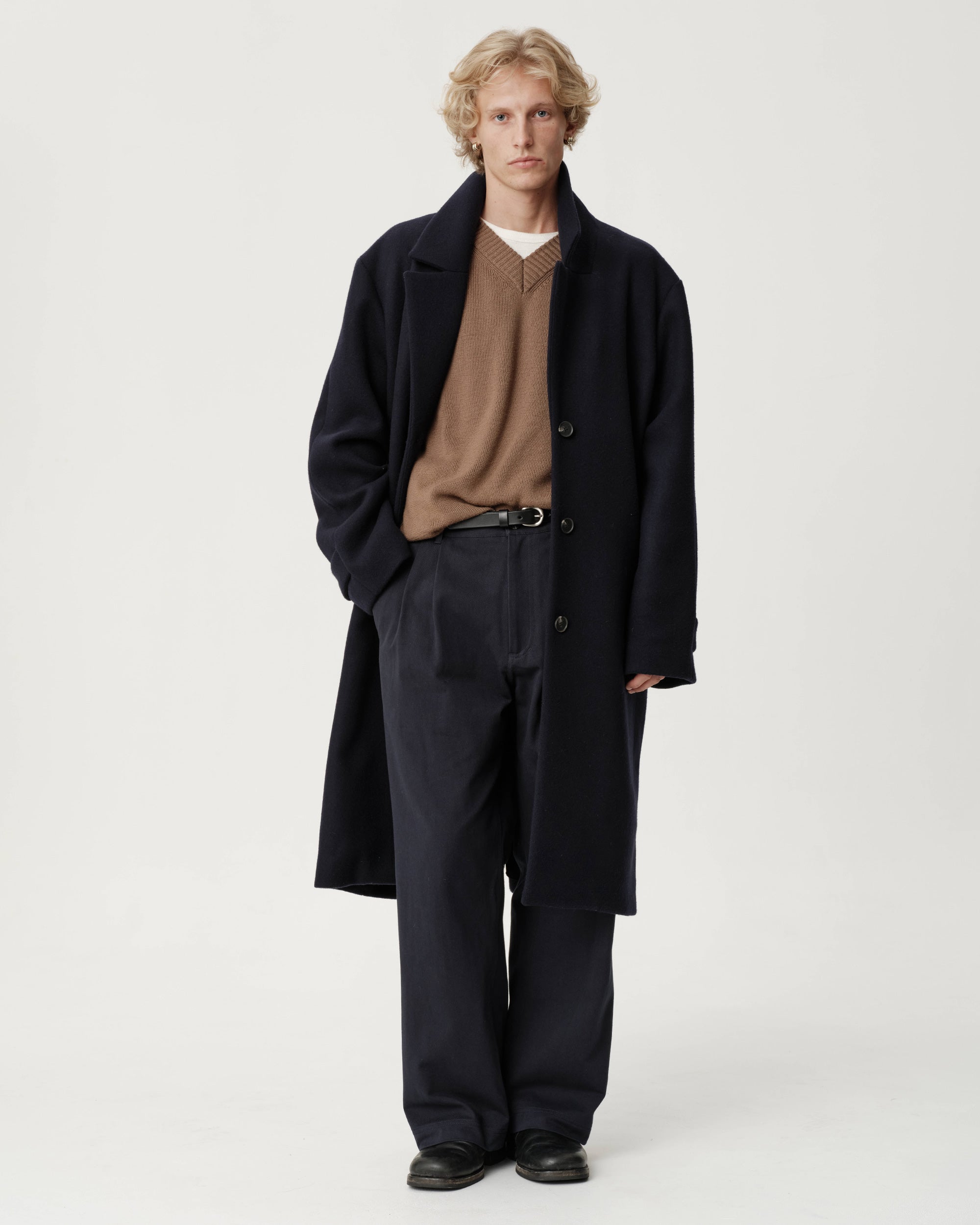 Grant Coat - Navy Wool Melton