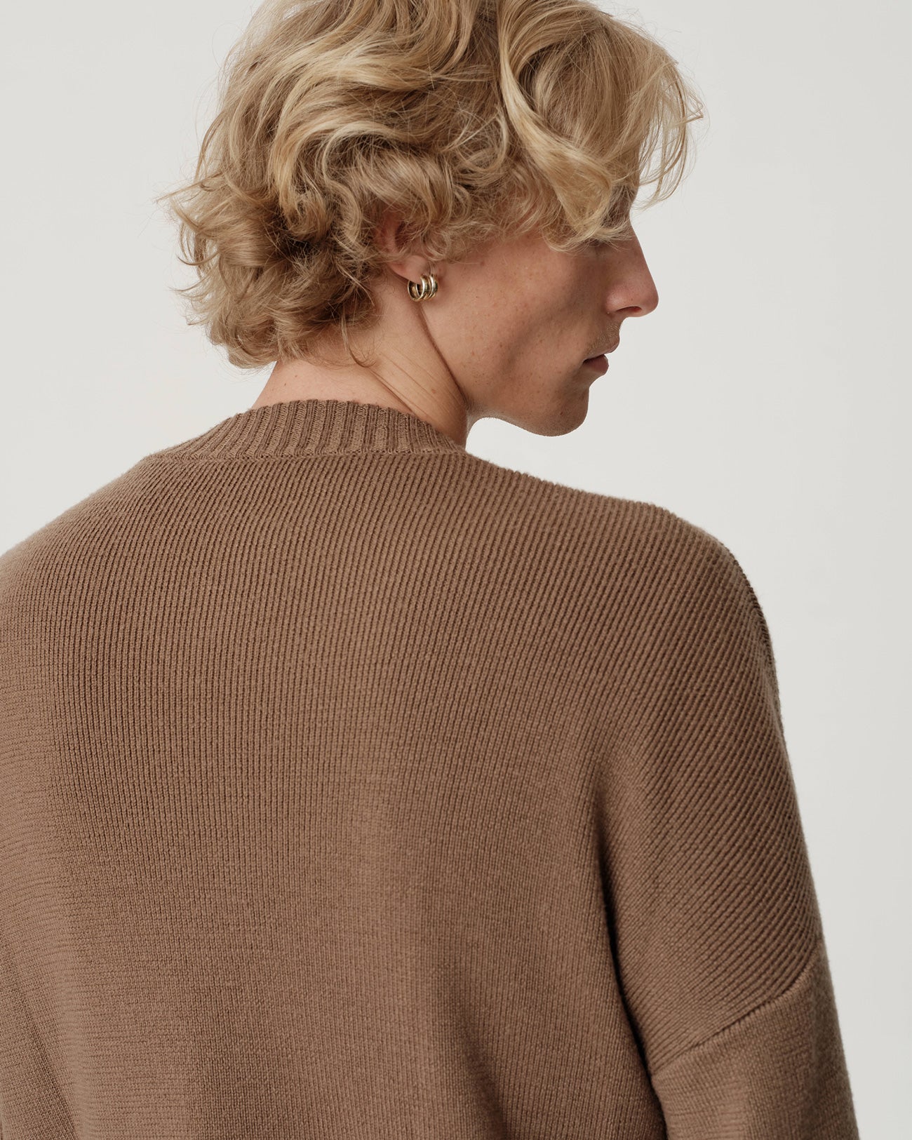 V-Neck Merino Knit - Mushroom
