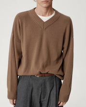V-Neck Merino Knit - Mushroom