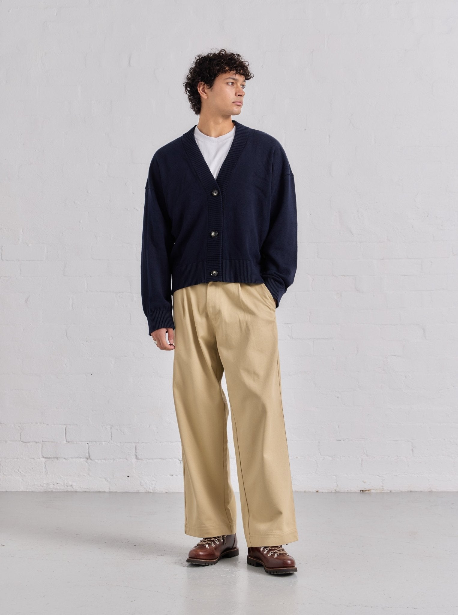 Cropped Knit Cardigan - Navy - ASHA JASPER.