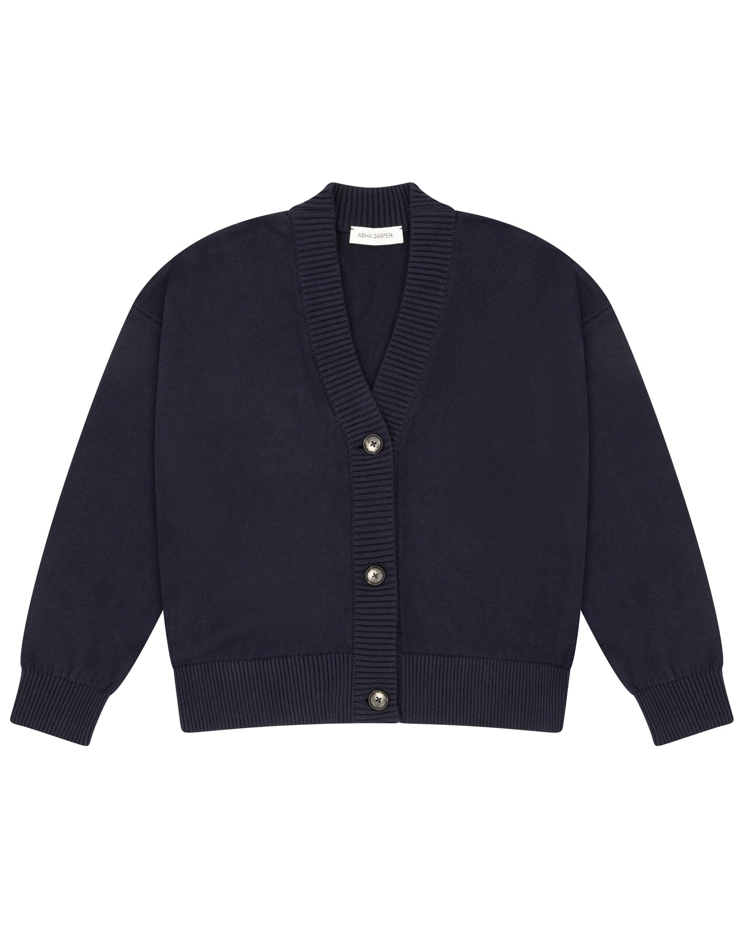 Cropped Knit Cardigan - Navy - ASHA JASPER.