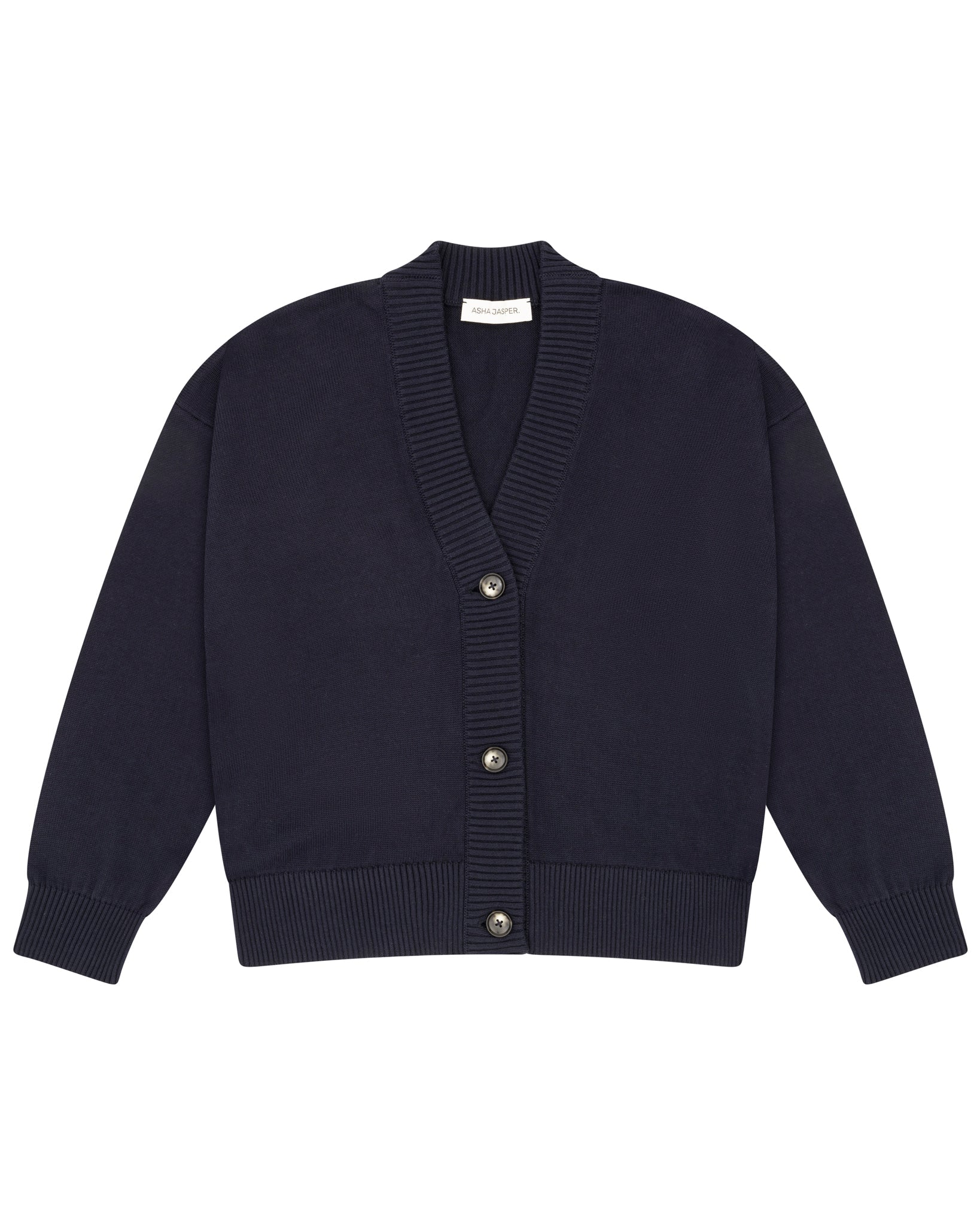 Cropped Knit Cardigan - Navy - ASHA JASPER.