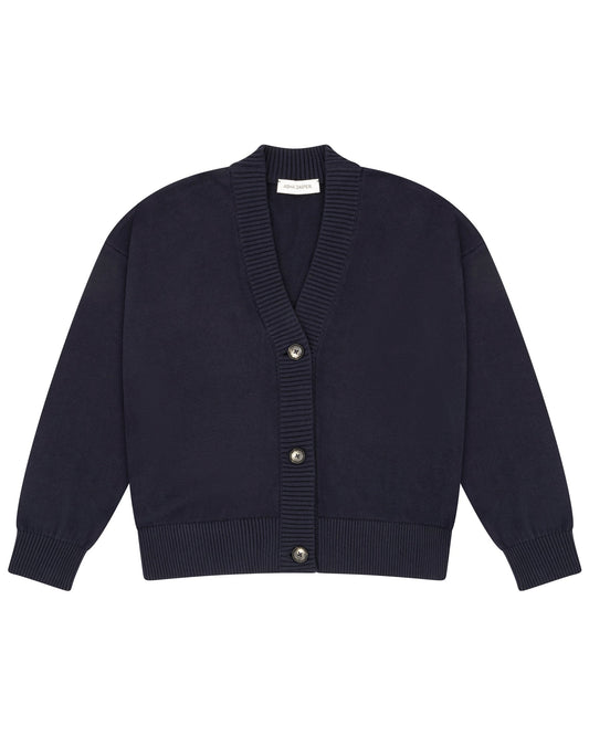 Cropped Knit Cardigan - Navy - ASHA JASPER.
