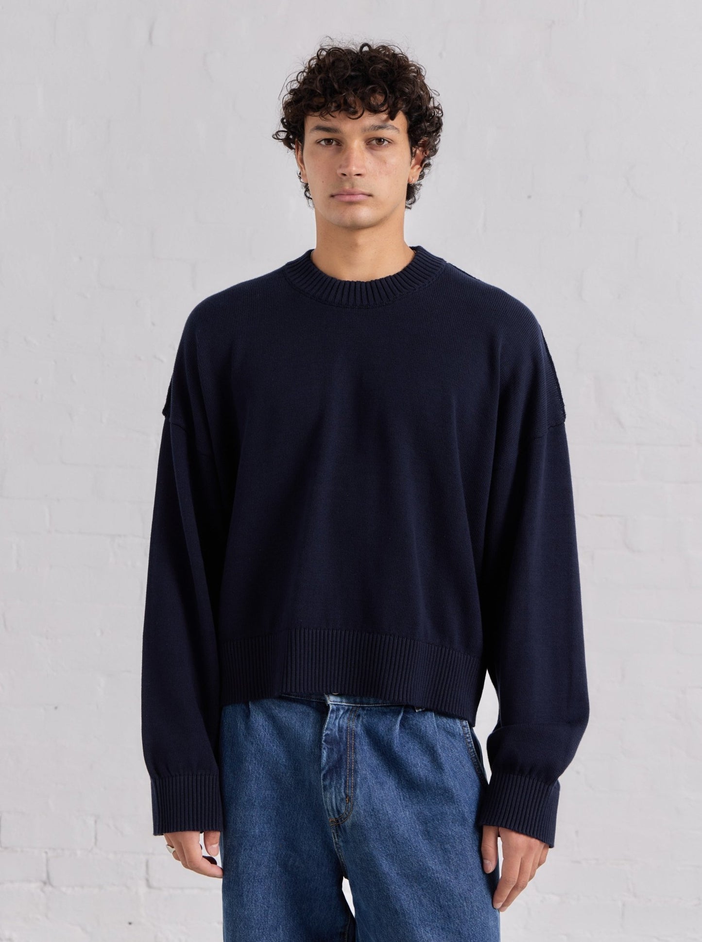 Cropped Knit - Navy - ASHA JASPER.