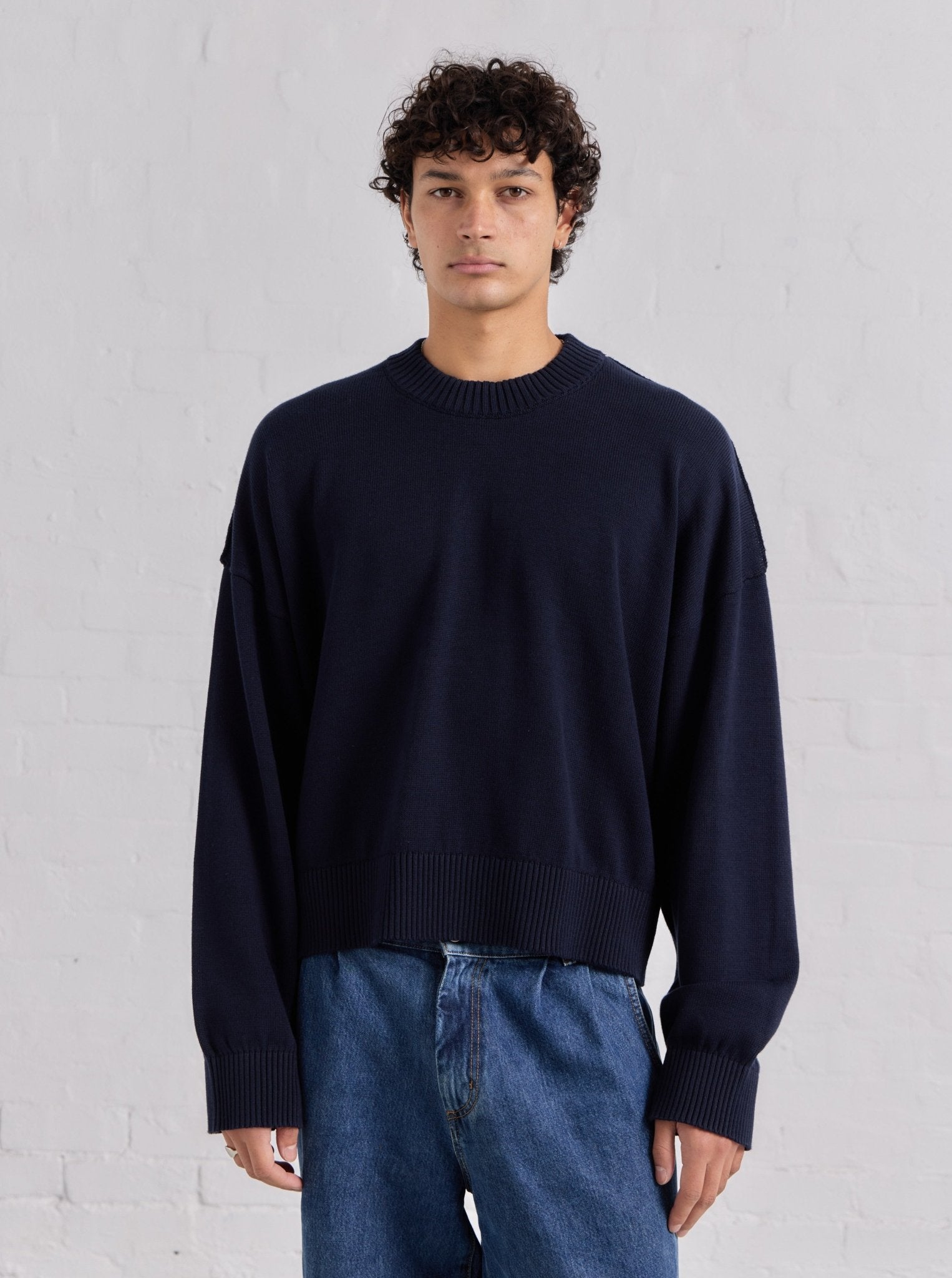 Cropped Knit - Navy - ASHA JASPER.