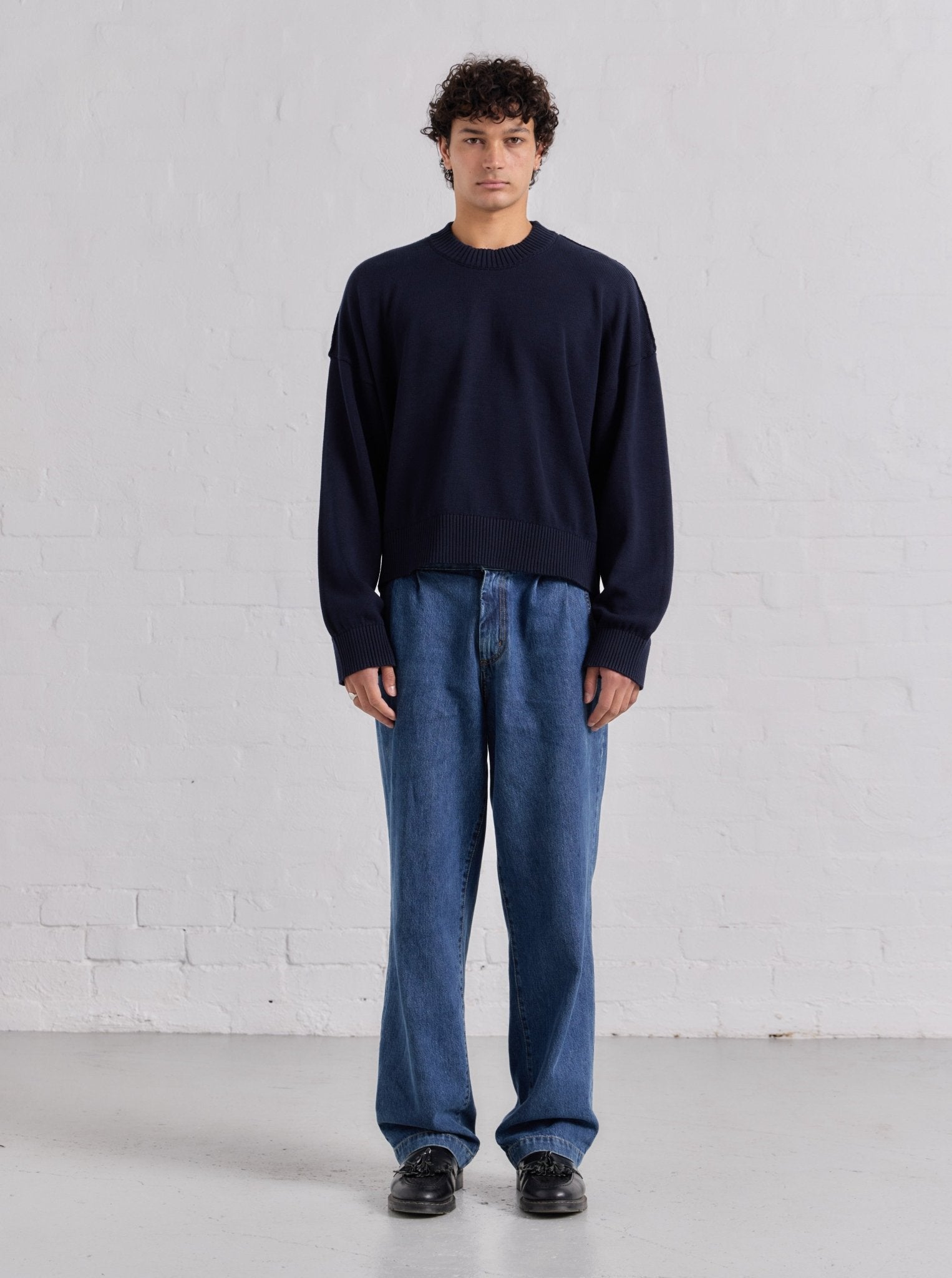 Cropped Knit - Navy - ASHA JASPER.