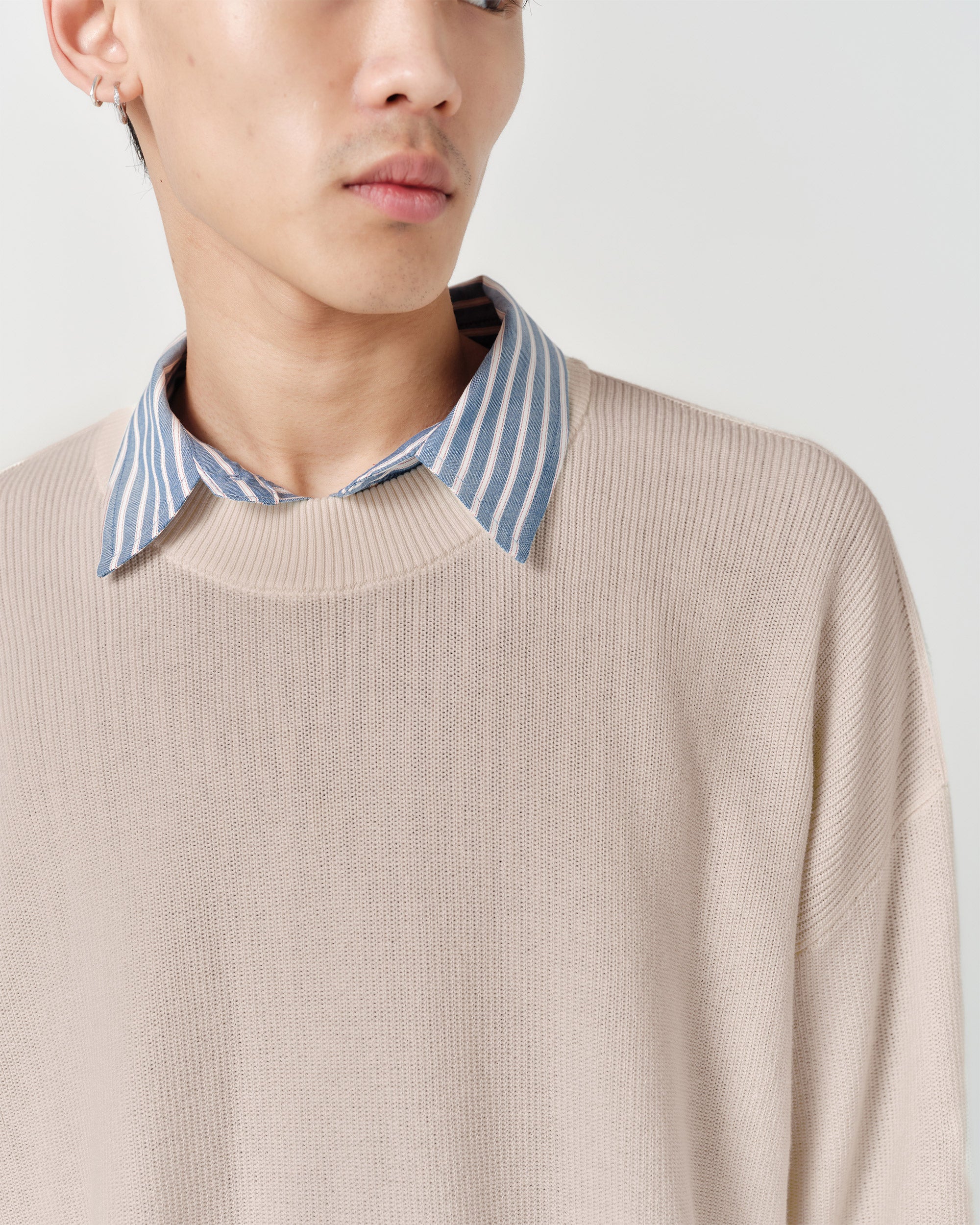 Half-Cardigan Fine Knit - Stone