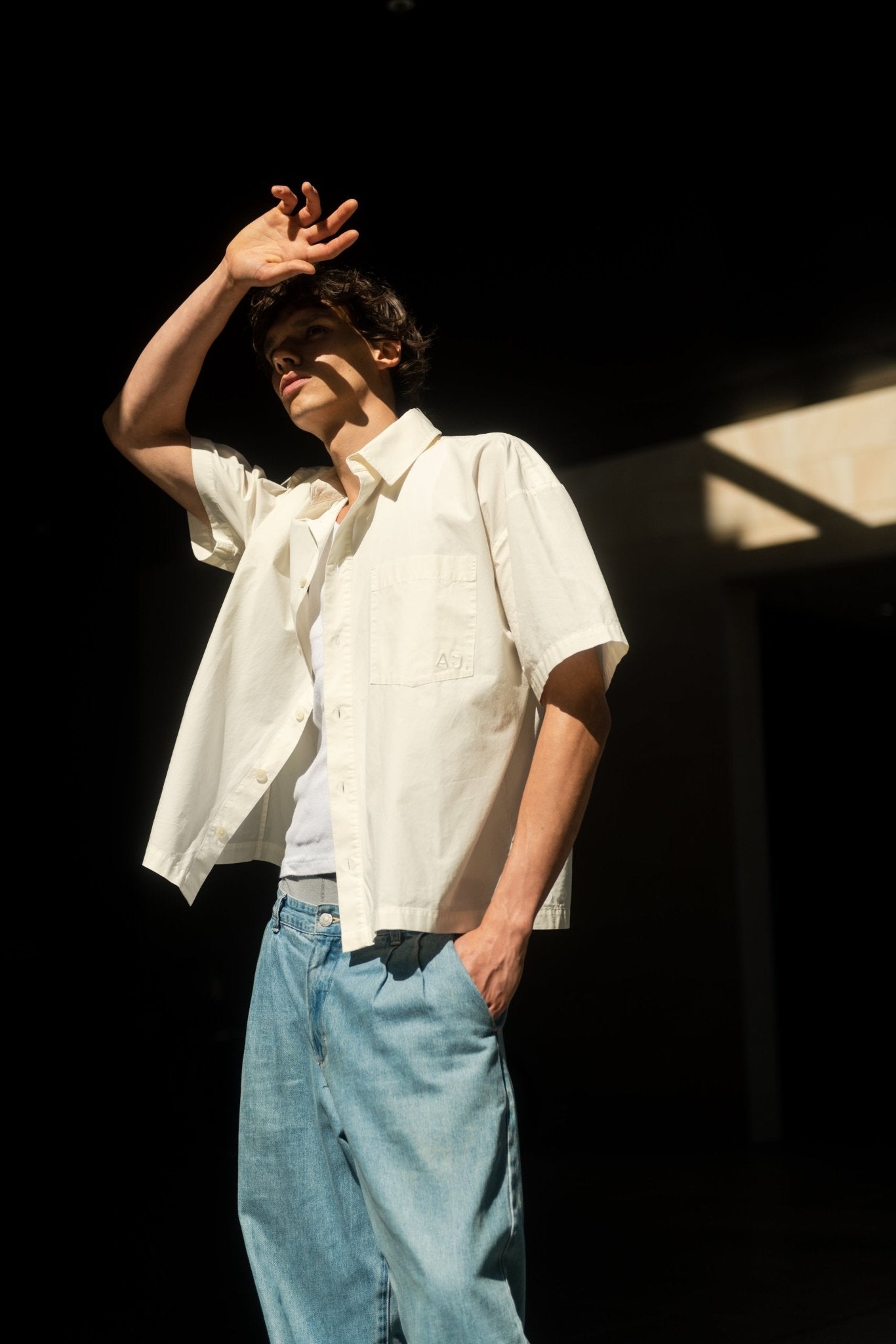 Poplin Initial Shirt. Vintage White - ASHA JASPER.