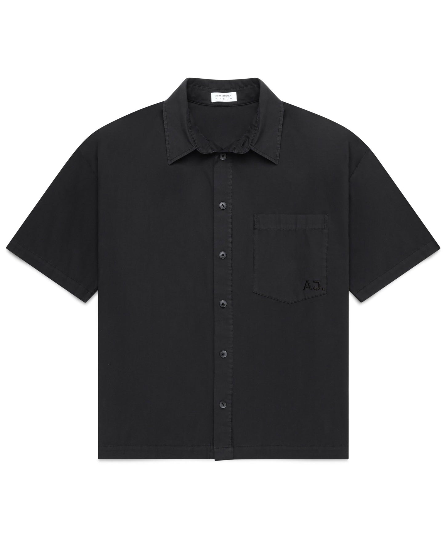 Poplin Initial Shirt. Washed Black - ASHA JASPER.