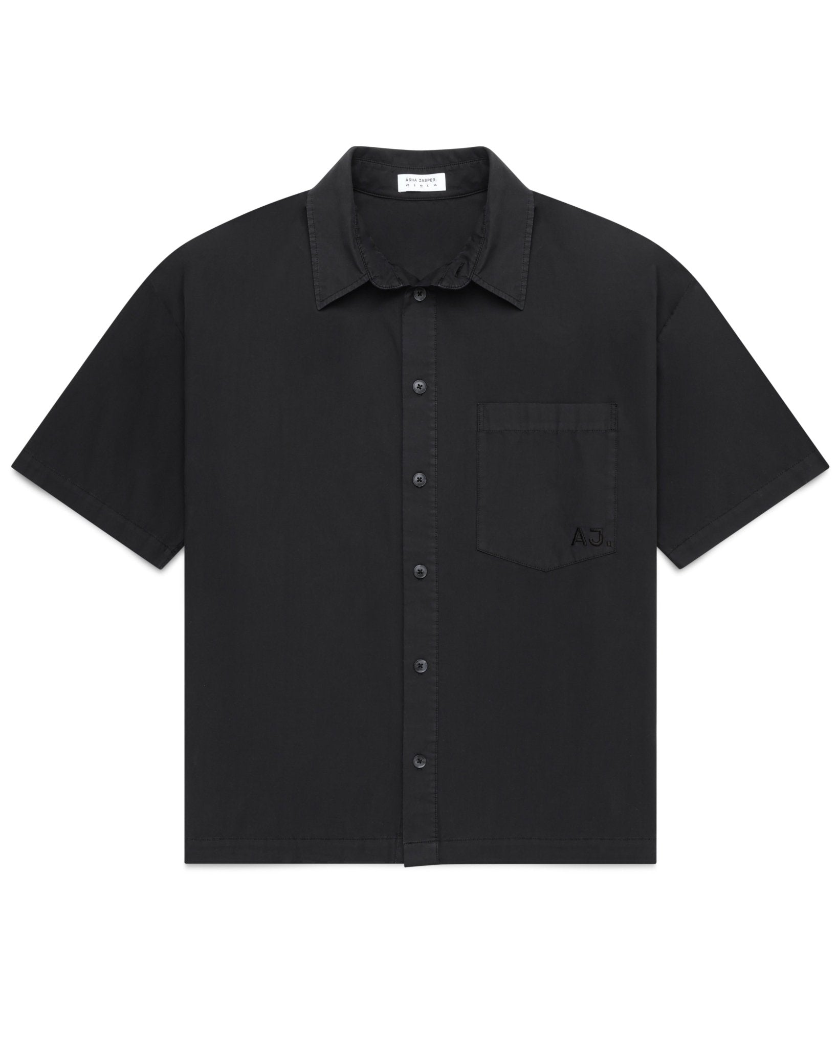 Poplin Initial Shirt. Washed Black - ASHA JASPER.